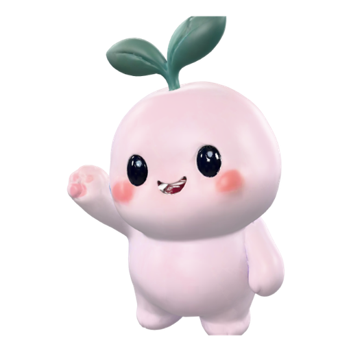 Tama, a small round cream-coloured companion with a green sprout growing from its head.